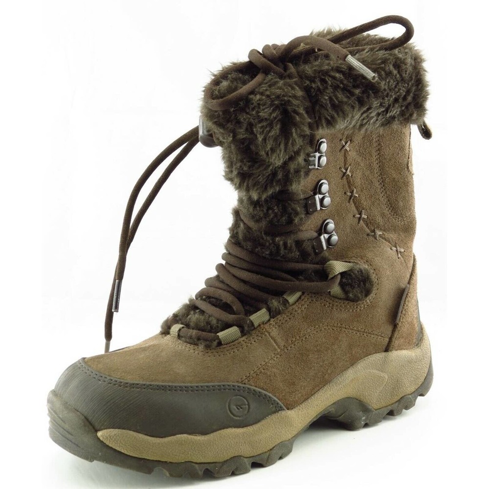Hi-Tec Boot Sz 8 M Snow Boot Round Toe Brown Leather Women